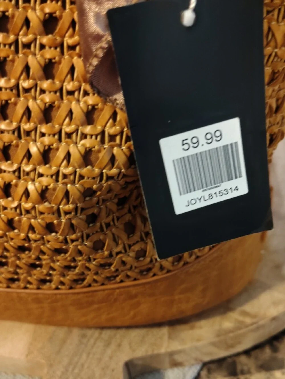 Tan Joy Susan Woven Tote Handbag with Wooden Handles